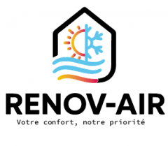 Logo officiel de Renov-Air, spécialiste en rénovation, plomberie, chauffage et climatisation en France